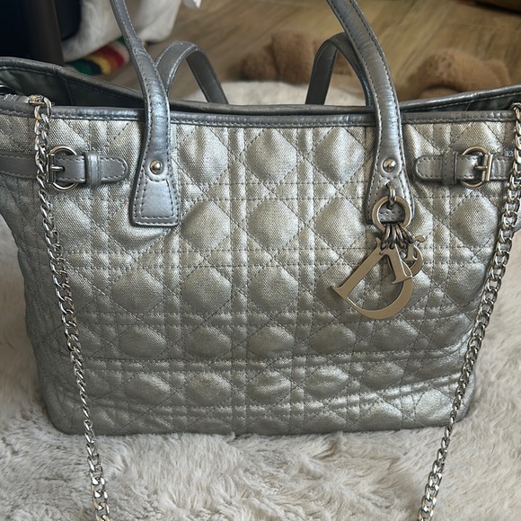 Authentic Dior Silver Quilted Women's Bag - Picture 1 of 9